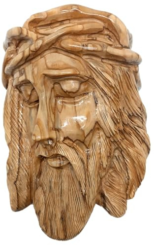 Zuluf Jesus Head with Crown of Thorns 6.8 - Hand Carved Olive Wood Wall Plaque Bethlehem Catholic Christian Art Decor FIG038