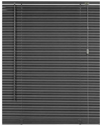 REHAN & CO Custom PVC Venetian Blinds (Grey Embossed, 114W x 150H cm) | Made to Measure 25mm Embossed Thin Slats Shutter Blinds Window Treatments Child Safe Home Office Window Blinds