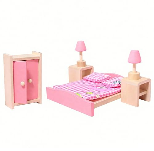 Quintrost Miniatura Set de Muebles para Casa de Muñecas, 1:12 Mini Juego Muebles de Madera para Casa de Muñecas, Dollhouse Accesorio Decoración, Familia Accesorios de Juego de Simulación