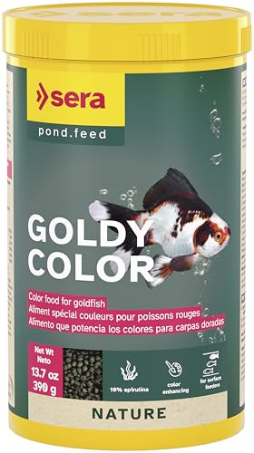 Sera Goldy Color Spirulina 1000 ml | Gold Fish Food for Color Enhancement | Floating Fish Food Granules for Large Goldfish | Premium Gold 10% Spirulina | Goldfish Food Flakes