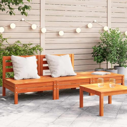 Frdhee Gartenmöbel, Balkonmöbel, Relax Gartencouch, Gartensofa 3 Sitzer Wachsbraun Massivholz Kiefer, Balkonmöbel Loungesofa Für Balkon, Terrasse, Poolbereich, Ergonomisch