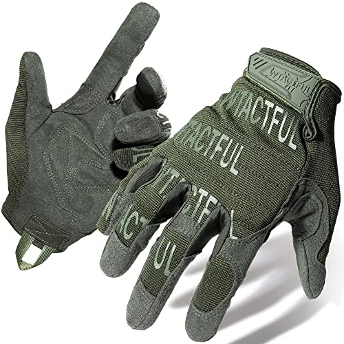 WTACTFUL Gants souples et respirants pour homme pour cyclisme, VTT, moto, équitation, conduite, escalade, camping, randonnée, chasse, travail, écran tactile, vert, taille S