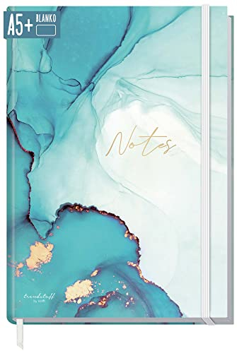 paper&you® Notizbuch A5+ blanko mit Gummiband Smaragd Gold 156 Seiten, 78 Blatt - als Journal Skizzenheft Skizzenbuch Tagebuch Notizheft - nachhaltig & klimafreundlich