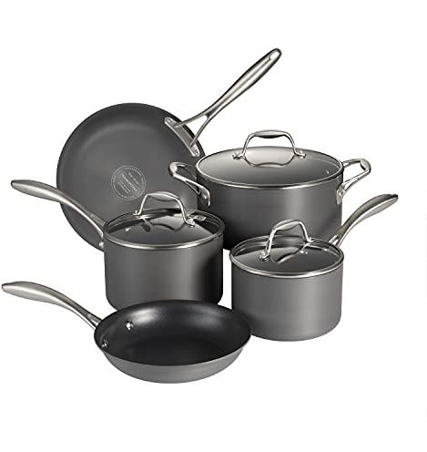 Tramontina OnyxPro Hard Anodized Non Stick 8-Piece Cookware Set with Glass Lids, Pots and Pans Kitchen Set, Oven Safe