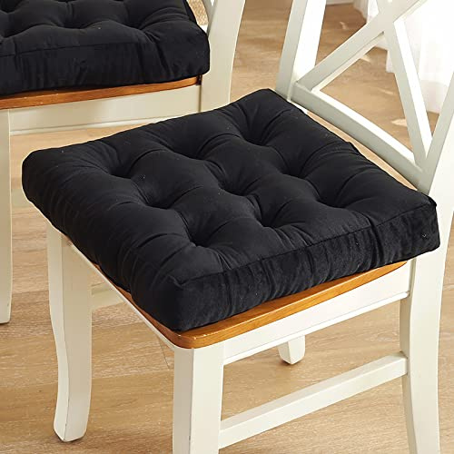 Carrée Coussin de Siège,Doux Conpourtable Sol Oreiller Épaissir Velours Coussin de Chaise Terrasse Garniture de Chaise,Robustes Coussin D'assise pour Chaises à Manger Chaises -Noir 40x40cm(16x16inch)