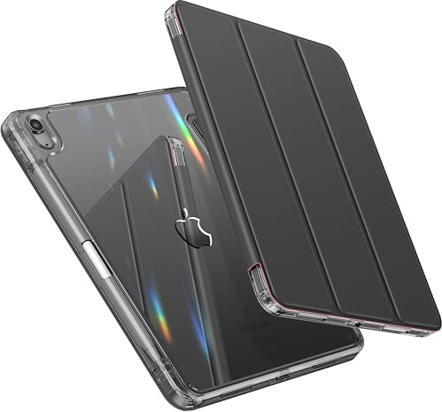 INFILAND Custodia per iPad Air 5°/4° generazione (2022/2020) M4 2026/M3 2025/M2 2024 10,9 pollici con retro e cornice trasparente [ anti ingiallimento ] con supporto per stilo, Grigio