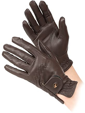 Aubrion Shires Equestrian Leather Riding Gloves - Childs (Brown, Medium)