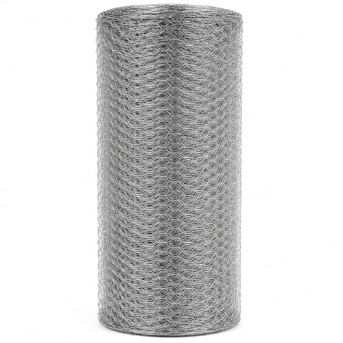 Flonatur Malla gallinero 1x25m hueco 32mm hexagonal de zinc galvanizada triple torsión metálica, (1x25m-Hueco 32mm, Plateado)