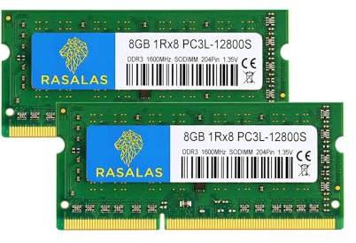 Rasalas 16Go 2X8Go 1Rx8 PC3L-12800S for Laptop DDR3L 1600MHz SODIMM DDR3 RAM 1.35V CL11 204-Pin PC3-12800 Mémoire Portable 8 Go