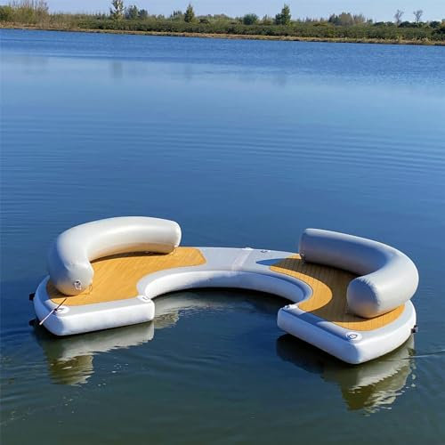 Grande île Flottante Gonflable, flotteurs de Plage pour Jeux d'eau, Tapis de Piscine pour chaises Longues pour fêtes,8.2Ft/2.5M,Grey