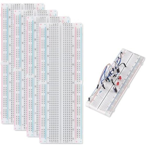 4Pack MB830-102 Breadboard, 830 Ties Solderless Protype PCB Breadboard Kit Compatible with DIY Arduino Raspberry Projects for MEGA NANO UNOR3 Proto Shield Distribution Connecting Blocks