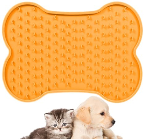 Alfombrilla para lamer Gatos, Alfombrilla para lamer Mascotas | Alfombra de lamer calmante para Mascotas - Alfombrilla para lamer con Forma de Hueso para alimentación Lenta