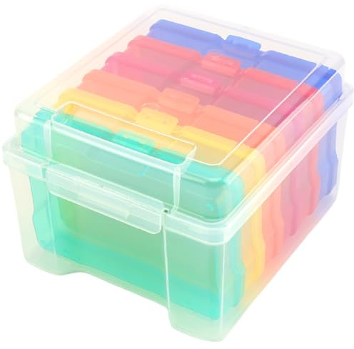 Naisicatar Boîte de rangement photo 4x6 Conteneurs de rangement de photos avec boucle, boîtes photo transparentes et sparentes pour fournitures d'art, autocollants, timbres, graines, scrapbooking