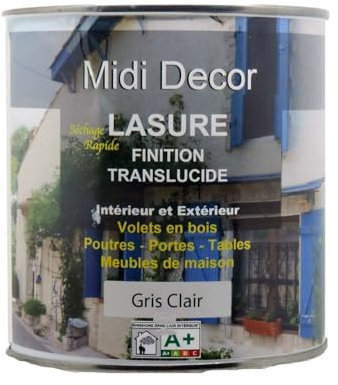 Pintura acrílica satinada gris claro de secado rápido para todo tipo de madera exterior e interior 1L - 12m² (Midi Decoración)