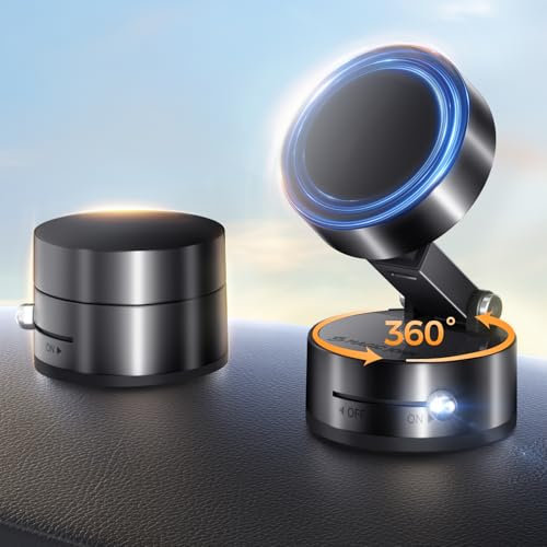 MAGIC JOHN Soporte Movil Coche, Soporte de Teléfono Plegable para el Salpicadero, Soporte Giratorio de 360° para iPhone y Todos los Teléfonos Móviles