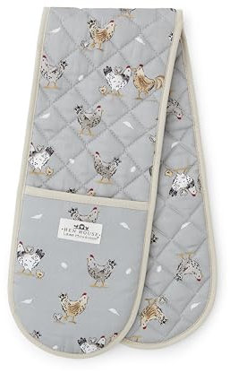 Cooksmart Hen House Lane - Guante Doble para Horno | Guantes de Cocina de diseño británico | 100% algodón con Acolchado Resistente al Calor | Guantes de Cocina Elegantes y Protectores | Lavable a