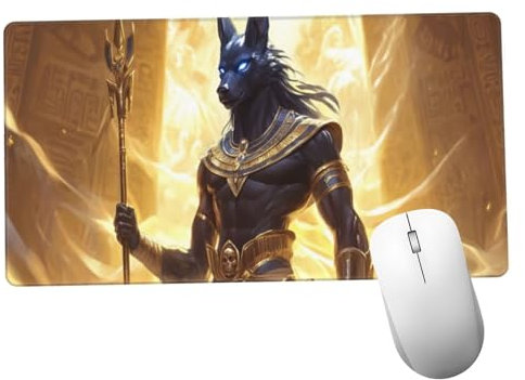 Oro Alfombrilla Ratón 1400x600x3mm Alfombrilla Raton XXL Grande con Base de Goma Antideslizante, Lavable, Accesorios Gaming Anubis, Ordenador Gamer Regalos, Mouse Pad Gaming Mejora La Velocida Y620