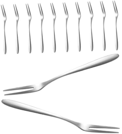ZUNOXAZ 12 Pezzi Forchetta Da Frutta Forcelle Lucidate a Specchio Forchette Da Cocktail in Acciaio Inossidabile Mini Forcelle Di Pesce Forchette Gourmet Acciaio Inossidabile 304 Argento