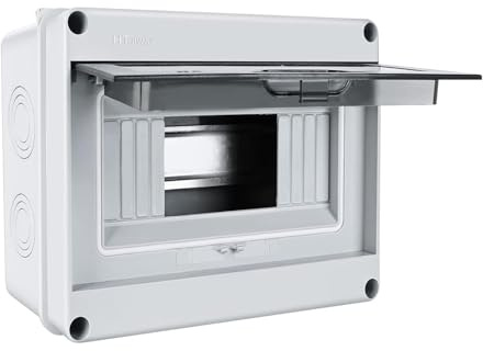DEWIN Quadro Elettrico Esterno,Scatola Distribuzione Esterna Con 5 Moduli Scatola Di Distribuzione Impermeabile Esterna IP65 per Esterni, Giardini, Siti Industriali (8 Moduli)
