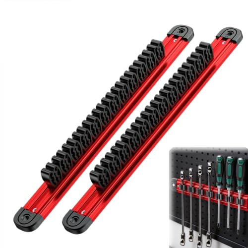 FTISSLY 2 Pz Barre Magnetiche per Attrezzi, 40cm Porta Attrezzi Magnetico con 12 Clips da 1-7mm Barra Magnetica Portautensili Organizzatore di Bussole Porta Bussole Magnetiche per Garage Officina