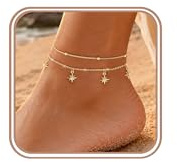 FUNEIA Bracelets de Cheville pour Femme Or Argent Chaine Cheville bijoux | Imperméable Chaine Cheville pour Femme Réglable Papillon CZ Trèfle à quatre feuilles Coquillage Bracelets L'éTé Plage Cadeau