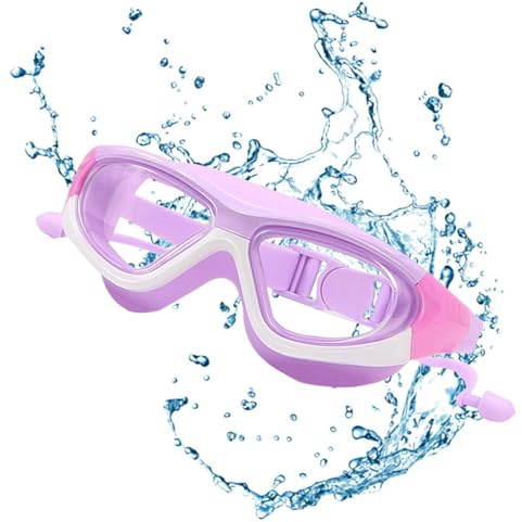 Generico Goggle per bambini per nuotare, occhiali da nuoto per bambini | Goggle anti-UV impermeabili senza perdite | Gli occhiali da nuoto in silicone con cinturino regolabile comodi per età 8-12