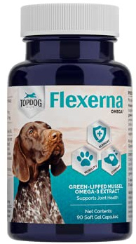 Flexerna Omega for Dogs - Vet-Formulated Joint Supplement with Green Lipped Mussel, Omega 3s & Hyaluronic Acid for Hip, Joint & Mobility Support - 90 Soft Gel Capsules