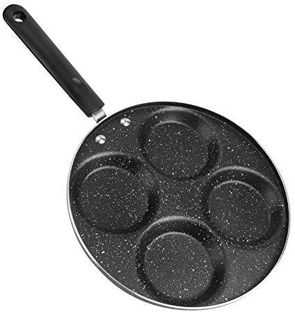 Joyzan 4 Cup Egg Frying Pan, Aluminum Non Stick Pancake Fried Pan Multi Skillet Omelet Nonstick Circle Breakfast Swedish Crepe Burgers Bacon Beige Vegetable Patties Gas Stove Cooker Induction Camping