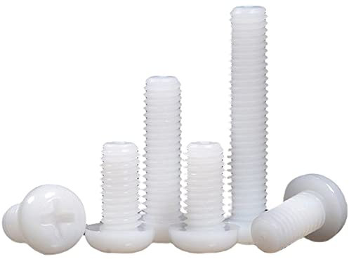 200 Stück weiße Nylon-Kunststoff-Rundkopf-Kreuzschlitzschrauben M2 x 5 mm, für DIY-mechanische Teile, Zubehör, Befestigungselemente, Formherstellung, Schrank.