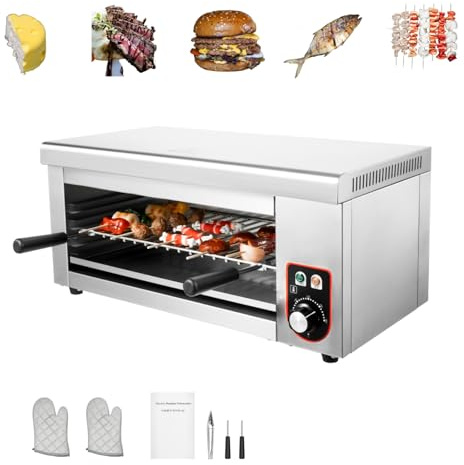 1500W Commercial Cheese Melter Machine 110V Countertop/Wall-Mounted Salamander Broiler, Grill Oven for Cheese, Steaks, Fish, Chicken Wings, BBQ