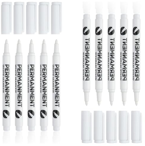 10 Pcs White Marker Pens, White Fabric Pen, Markers Pens Laundry Marker Pen Waterproof Stylish and Durable Suitable for Clothes, Stones Ceramics Tire and DIY Crafts