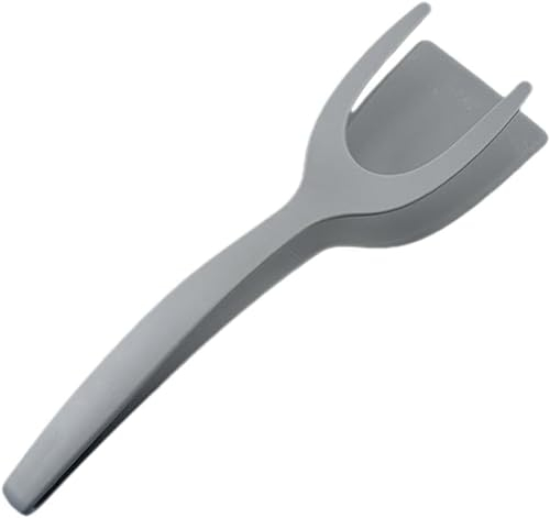 2 in 1 Egg Flipper Spatula Silicone Tong Grip and Flip Pancake French Toast Omelet Making for Home Kitchen Cooking Tool Tongs Fish Non Stick Baking, BBQ in Food Shovel Clamp Spatula (Grey)