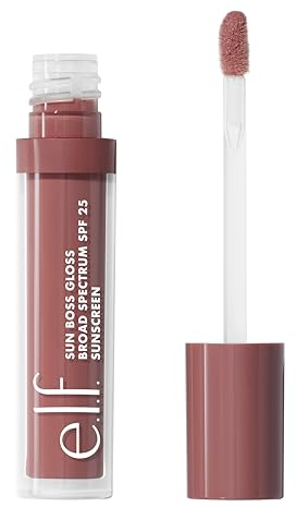 e.l.f. Sun Boss Gloss SPF 25, Pigmented Lip Gloss For A High-Shine Finish, Moisturising and Conditioning Formula, Vegan and Cruelty-Free, It's Your Mauve