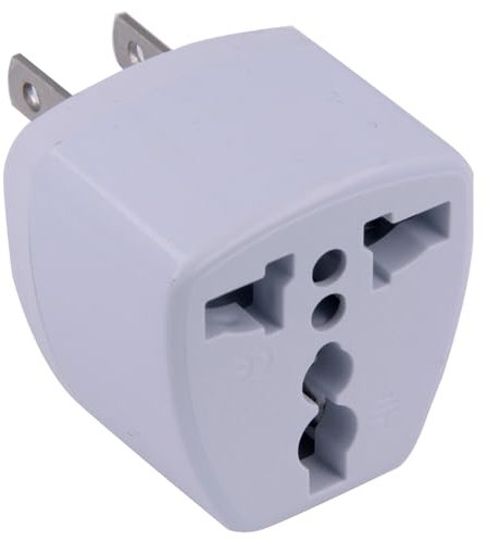 Adaptador Enchufe Viaje Multinacional Universal a Americano (USA) Tipo B, Blanco, Francia, Alemania, Grecia, Islandia, Polonia, Portugal, España, Canadá, Japón, Reino Unido, Australia, China, Suiza