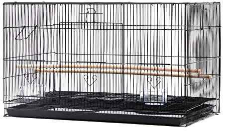 MUL-BOUTIQUE Voliere für den Außenbereich, Vogelkäfig, Kanarienkäfig, Papageienkäfig, Lieferung mit 2 Futternäpfen für Sitzstangen, spritzgegossenes Gestell mit Schublade