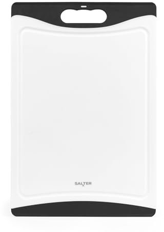 Salter Tagliere in plastica - Tagliere su entrambi i lati, antiscivolo, lavabile in lavastoviglie, preparazione degli alimenti, prevenzione della contaminazione incrociata, scanalatura esterna