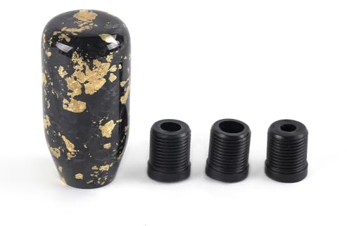 muge racing Gear Shift Knob,Universal Carbon Fiber Forged Pattern Car Manual Gear Shift Knob with 3 Adapters,Gold