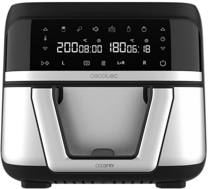 Cecotec Freidora de Aire sin Aceite 9L Divisible en 2 Air Fryer Cecofry Dual 9000 Essential. 2850W, Dietética y Digital, Panel Táctil, Temperatura Dual y Regulable, 6 Modos, Tecnología PerfectCook