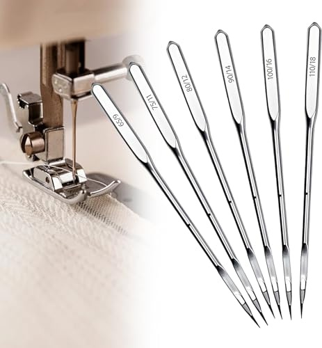 80 Pcs Universal Sewing Machine Needles,Universal Heavy Duty 6 Sizes 65/9 75/11 80/12 90/14 100/16 110/18 Compatible with Singer Brother Janome Sewing Machine Accessories