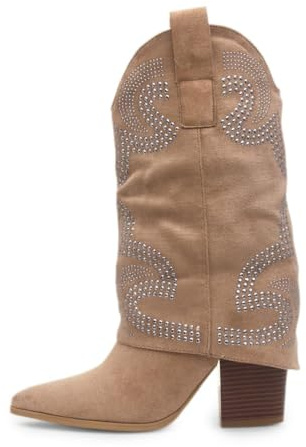 TRUFFLE Collection Arizona Womens Taupe Calf Boot - Size 8 UK - Brown