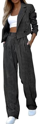 Richymfa Tailleur Donna Estivo Eleganti da Cerimonia Tailleur con Pantalone da Donna Aperto Davanti Formale Tuta Maniche Lunghe Completo di Pantaloni e Blazer Pantaloni e Giacca Autunno Invernale