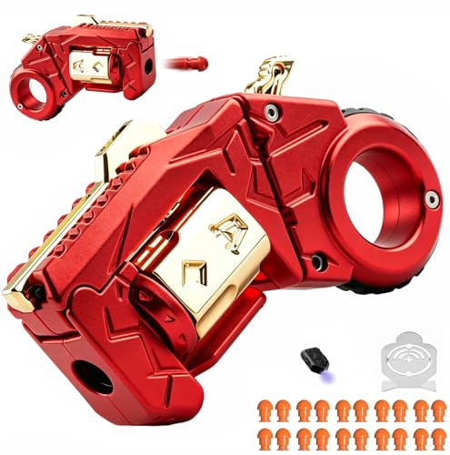 Metall EDC Spielzeugpistole,Fingerspitze Spielzeug Dual-Mode-Transformation,HandgeräT FüR Erwachsene Anti-Stress Soft Bullet Guns Toy + 20 Soft Bullet Kann Starten, 4.33in (red)