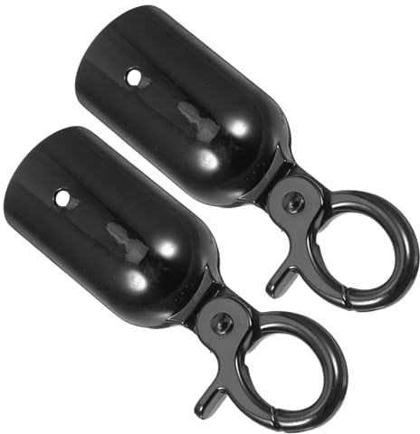 TOYZFRIENDY Embouts de Corde 32mm en Alliage de Zinc, Butée de Crochet Mousqueton pour Poteaux de Barrières, Lot de 2 Pièces, Finition Velours Brillant Noir, Accessoire de Sécurité pour Files