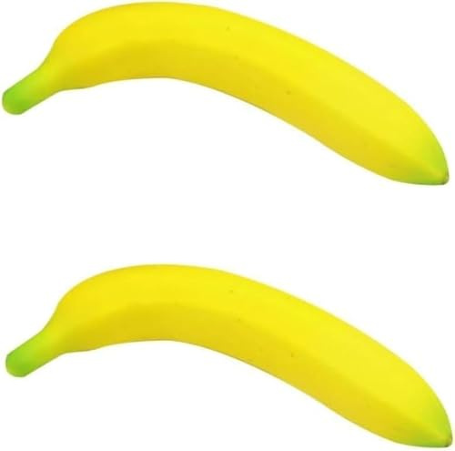 Cawhui 2 Pcs Banana Lifesize Realistic Fruit Plastic Yellow Fruits Simulation Artificial Assorted Fake Decorative Fruits Party Chirstmas Home Decortion Photoshoot Decor