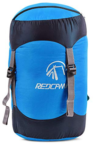 REDCAMP Nylon Compression Stuff Sack, Lightweight Sleeping Bag Compression Sack Great for Backpacking, Hiking and Camping, Blue S