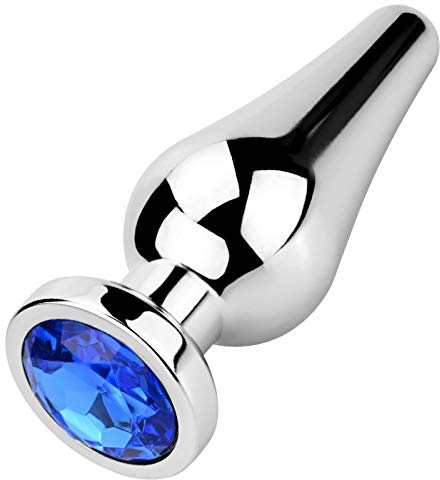Roluck Analplug mit Stoss Set Klein Medium Groß Metall Buttplug Kit mit Wunderbare Farben Diamant Fetisch(Blau, L)