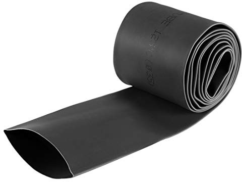 sourcing map Termoretráctil Tubo, 1-3/8(35mm) Diámetro 57mm Plano Ancho 2:1 Relación Encogible Tubo Cable Manga 1m - Negro