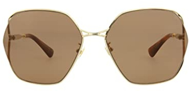GUCCI Womens GG0818SA Sunglasses, Gold-Gold-Brown, 63