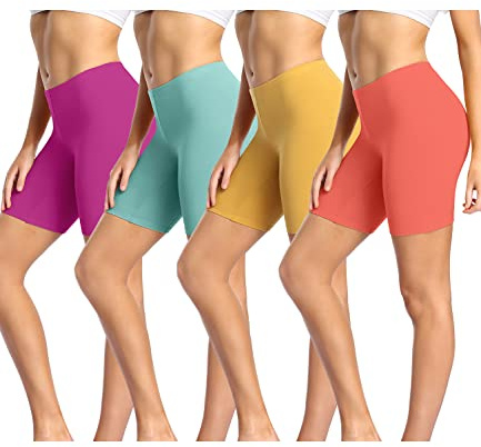 wirarpa Damshorts med anti-skavning för kvinnor, boxershorts, underkläder, bomull, cykelshorts leggings för underklänningar, 4-pack, Flerfärgad01-4-pack, S