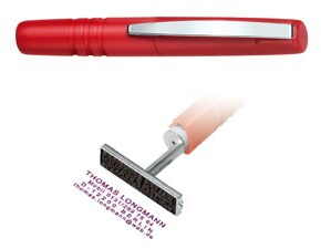 NEU, Taschenstempel im Kugelschreiber-Design, HERI New Travel Stamp rot 2674